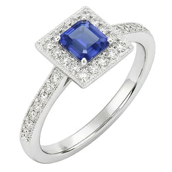 Natural Sapphire Ring 3ct - White Gold 14K