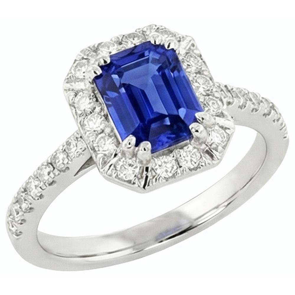 natural emerald sapphire 3ct ring close up detail