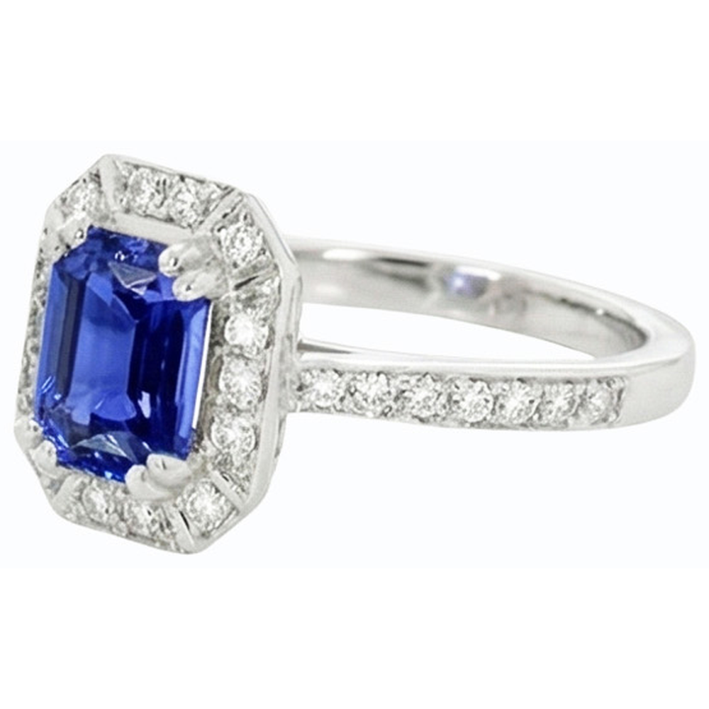 natural emerald sapphire 3ct ring profile view