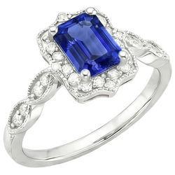 Natural Sapphire Ring 4ct - White Gold 14K