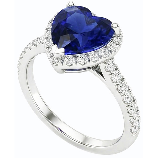 natural round sapphire 3.50ct ring front view