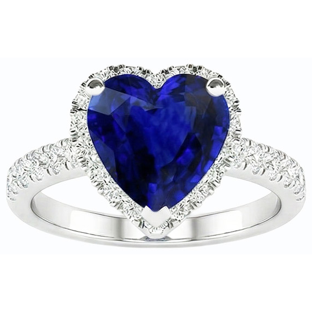 natural round sapphire 3.50ct ring close up detail