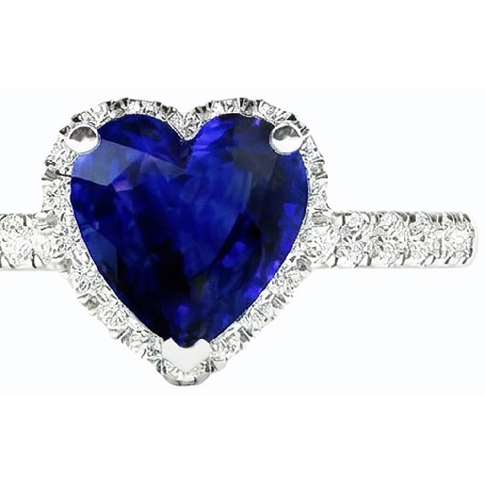 natural round sapphire 3.50ct ring profile view