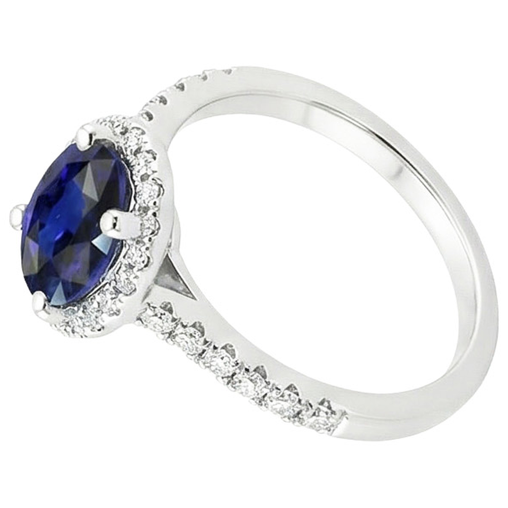Natural Earth Mined Diamond ( Not Lab Grown ) Halo Ring Oval Cut Sri Lankan Sapphire 4 Carats
