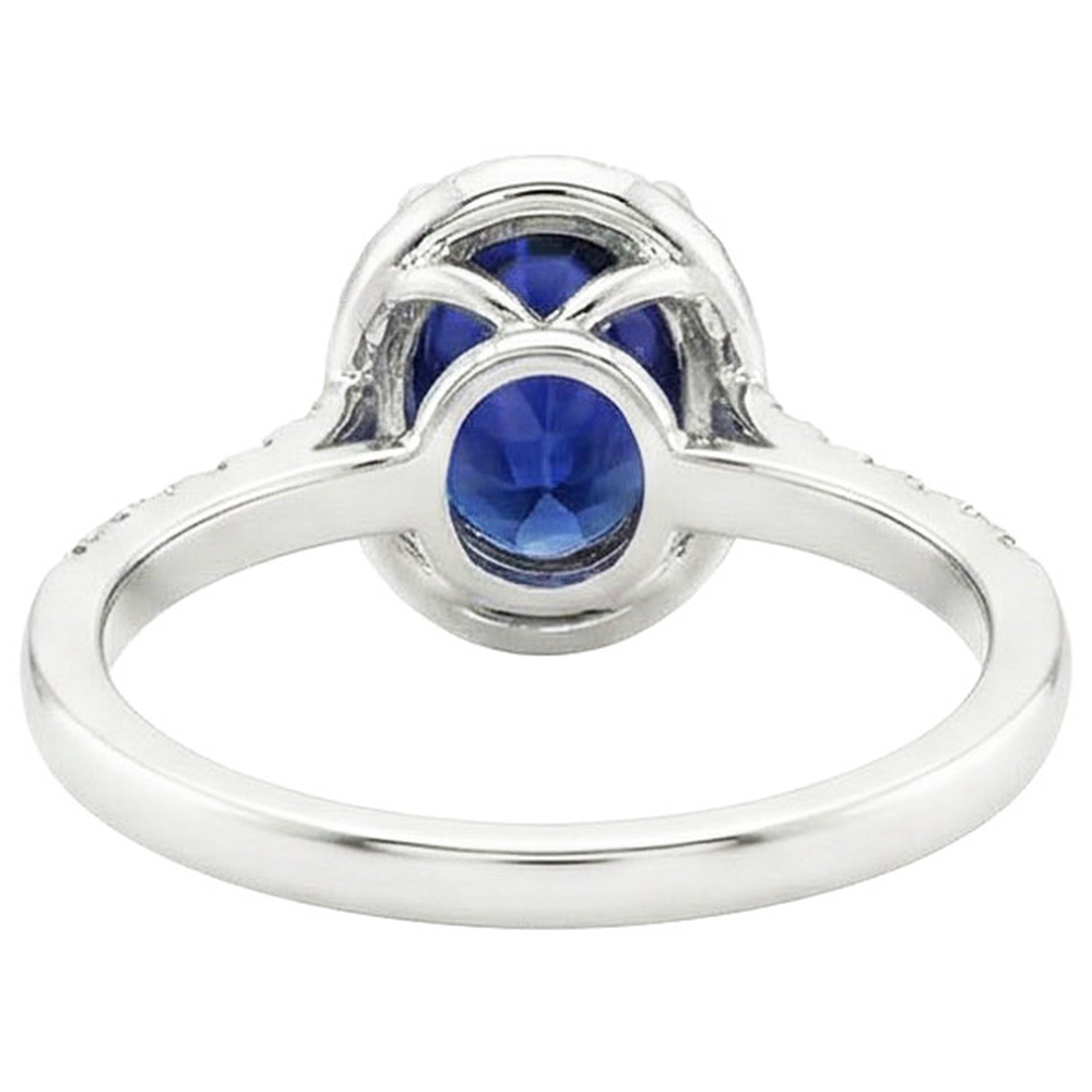 Natural Earth Mined Diamond ( Not Lab Grown ) Halo Ring Oval Cut Sri Lankan Sapphire 4 Carats