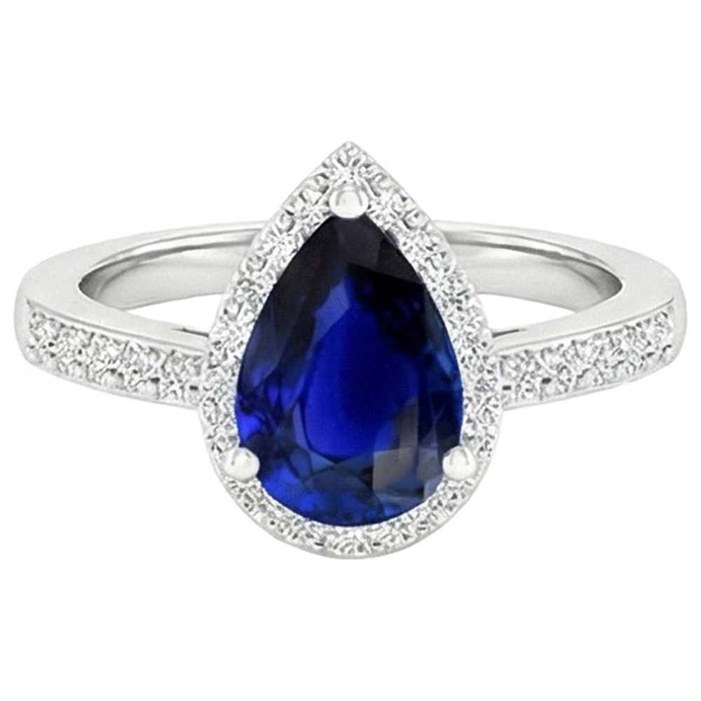 natural round sapphire 3.75ct ring top view