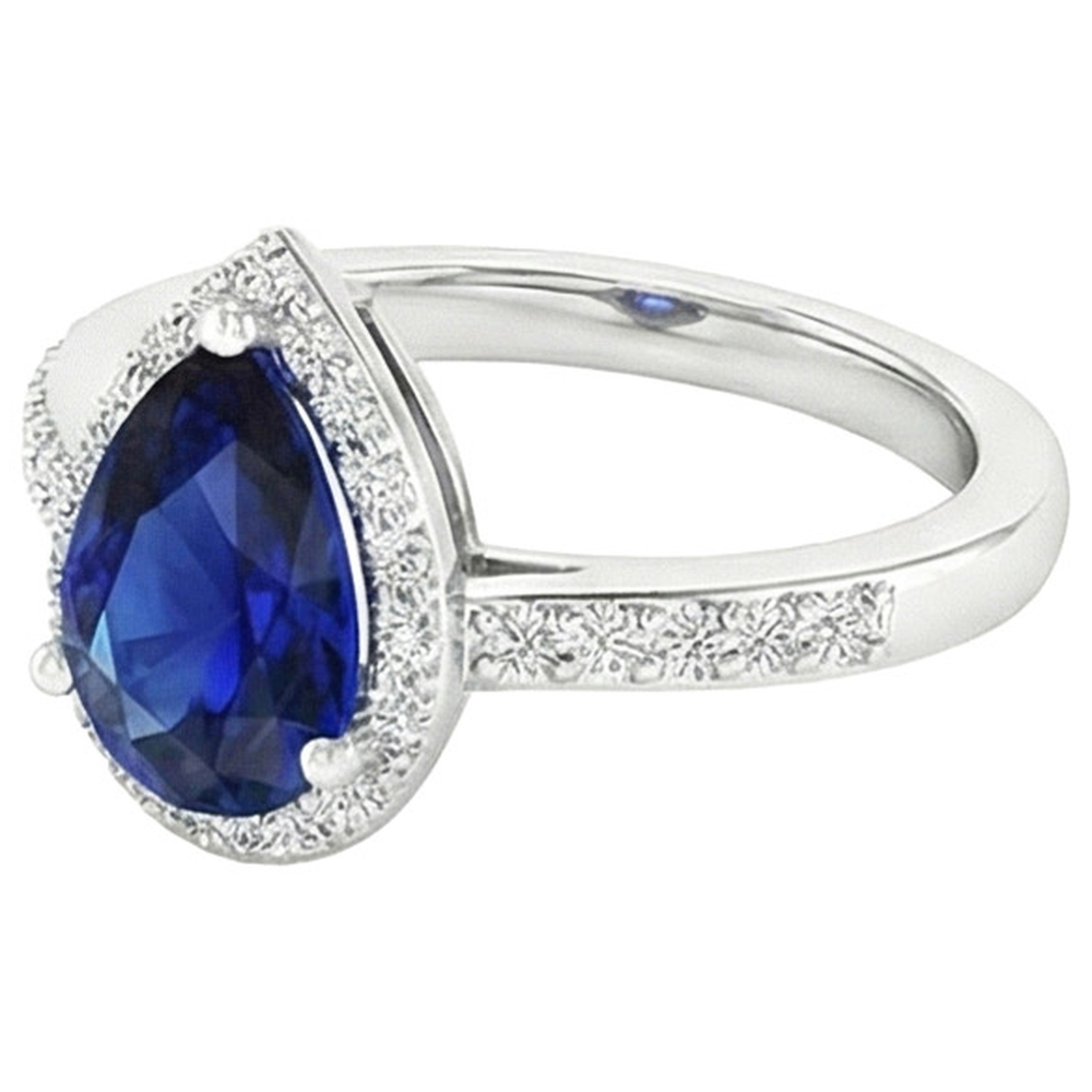natural round sapphire 3.75ct ring profile view