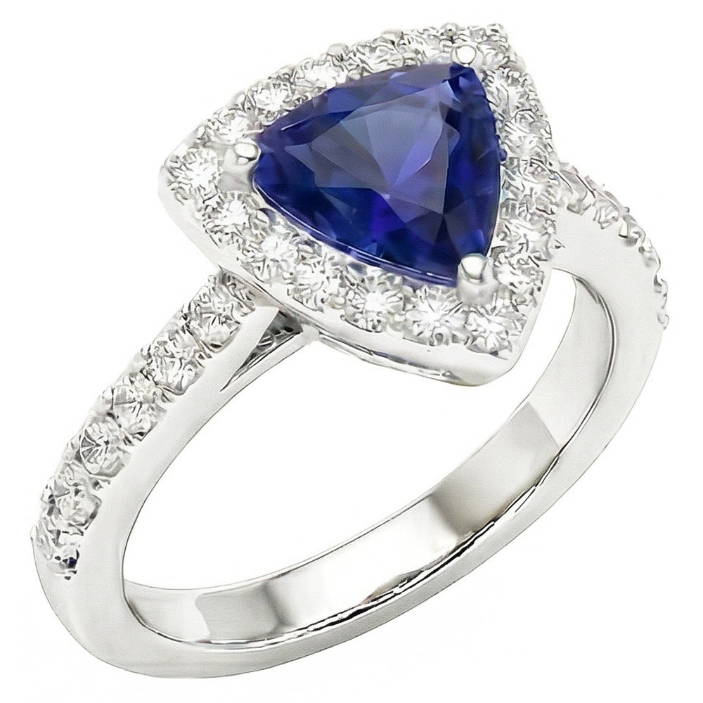 natural round sapphire 2ct ring front view
