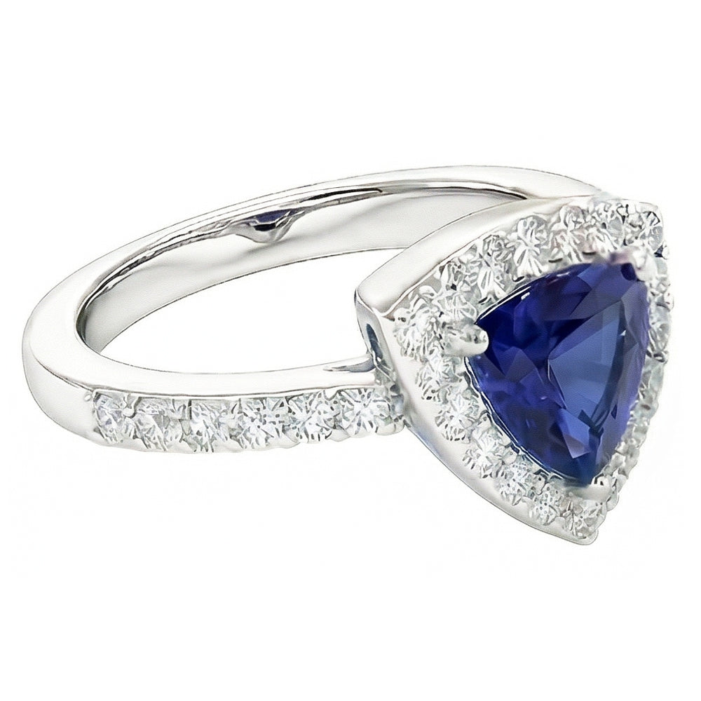 natural round sapphire 2ct ring top view