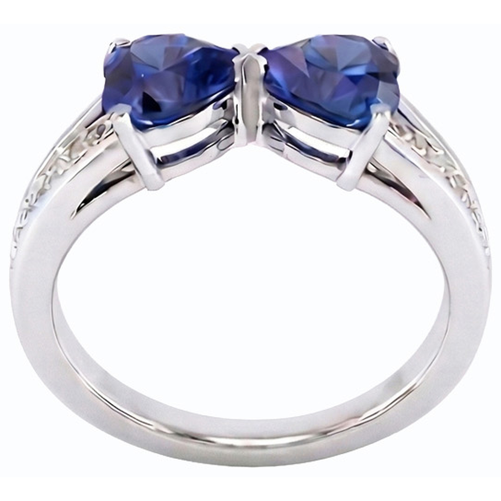 natural heart sapphire 3.50ct ring top view
