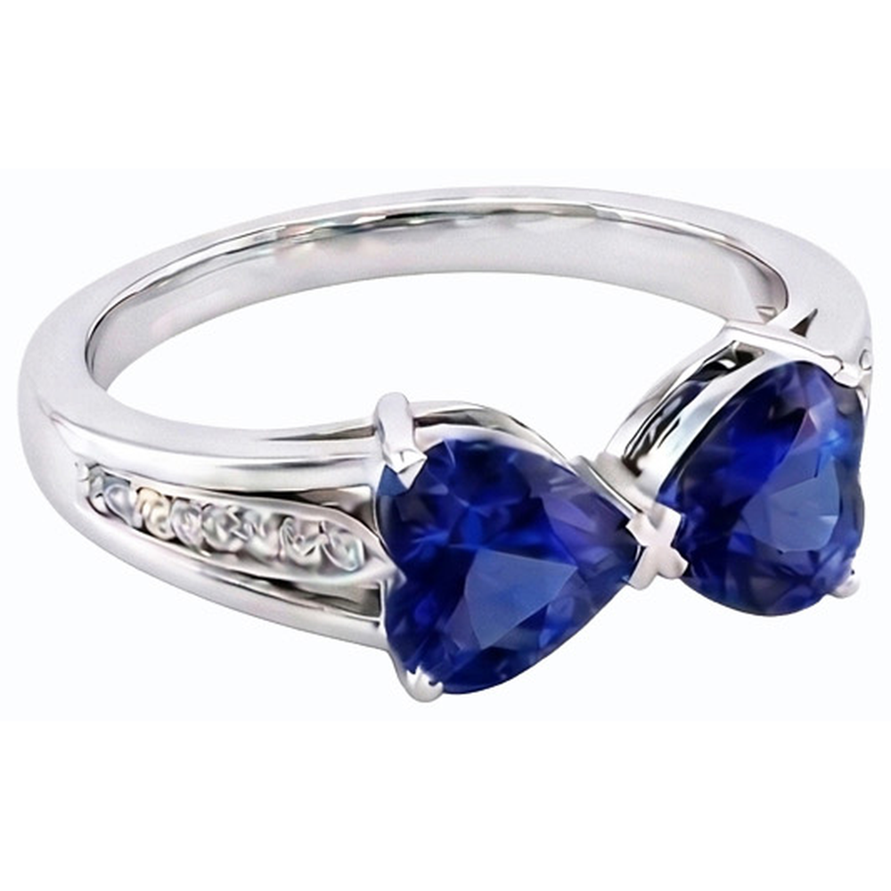 natural heart sapphire 3.50ct ring front view