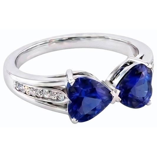 natural heart sapphire 3.50ct ring front view