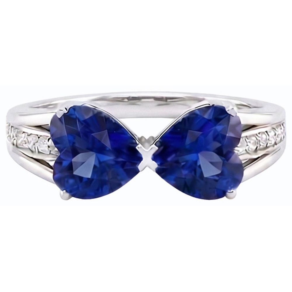 natural heart sapphire 3.50ct ring side angle