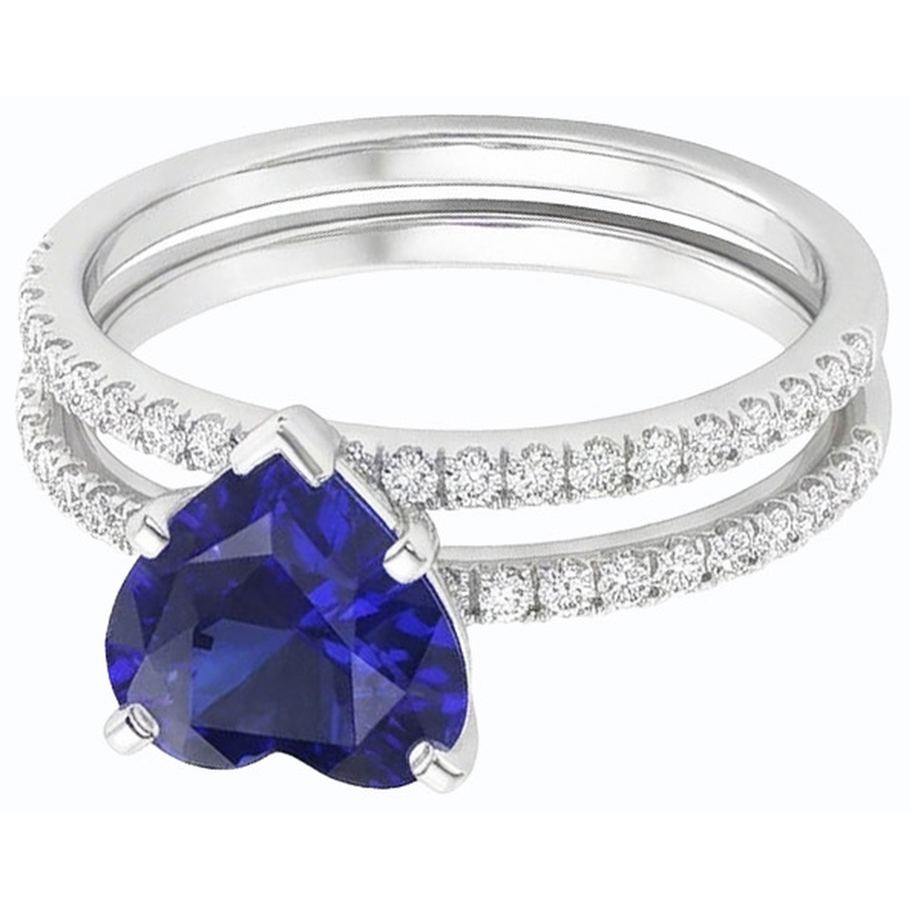 natural round sapphire 3.50ct ring top view