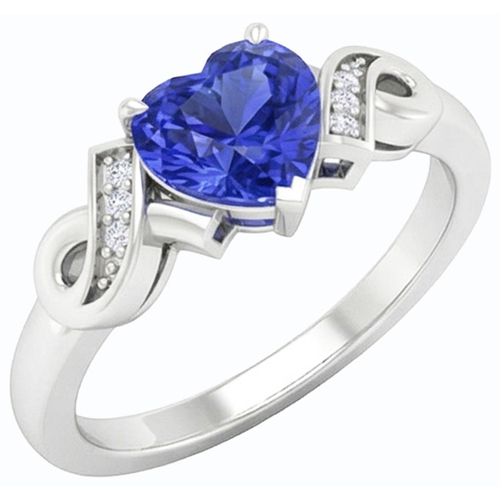 natural round sapphire 1.75ct ring front view