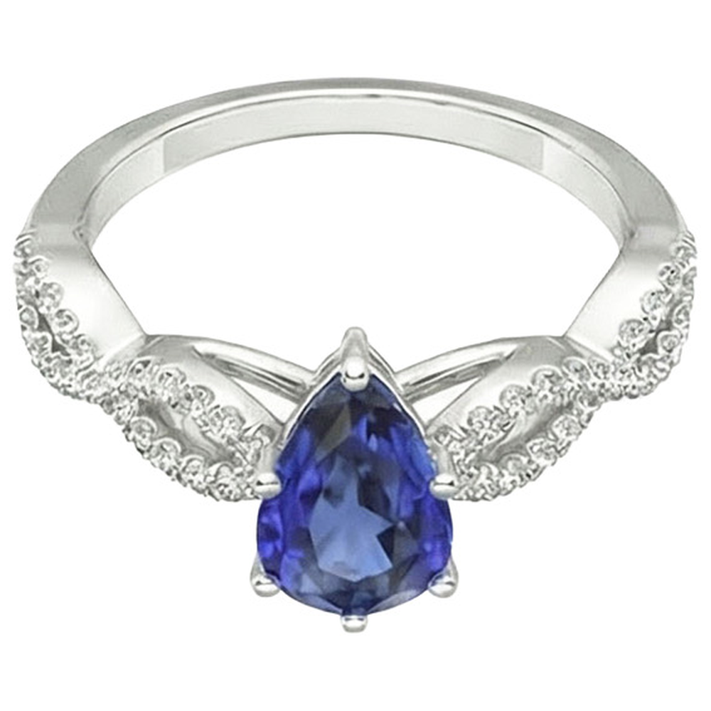 natural round sapphire 3.50ct ring top view