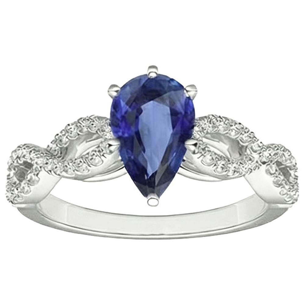 natural round sapphire 3.50ct ring profile view