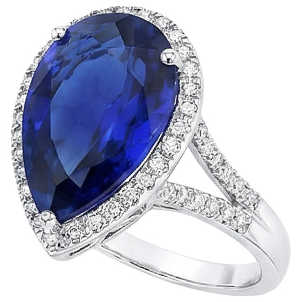 natural round sapphire 7.50ct ring top view