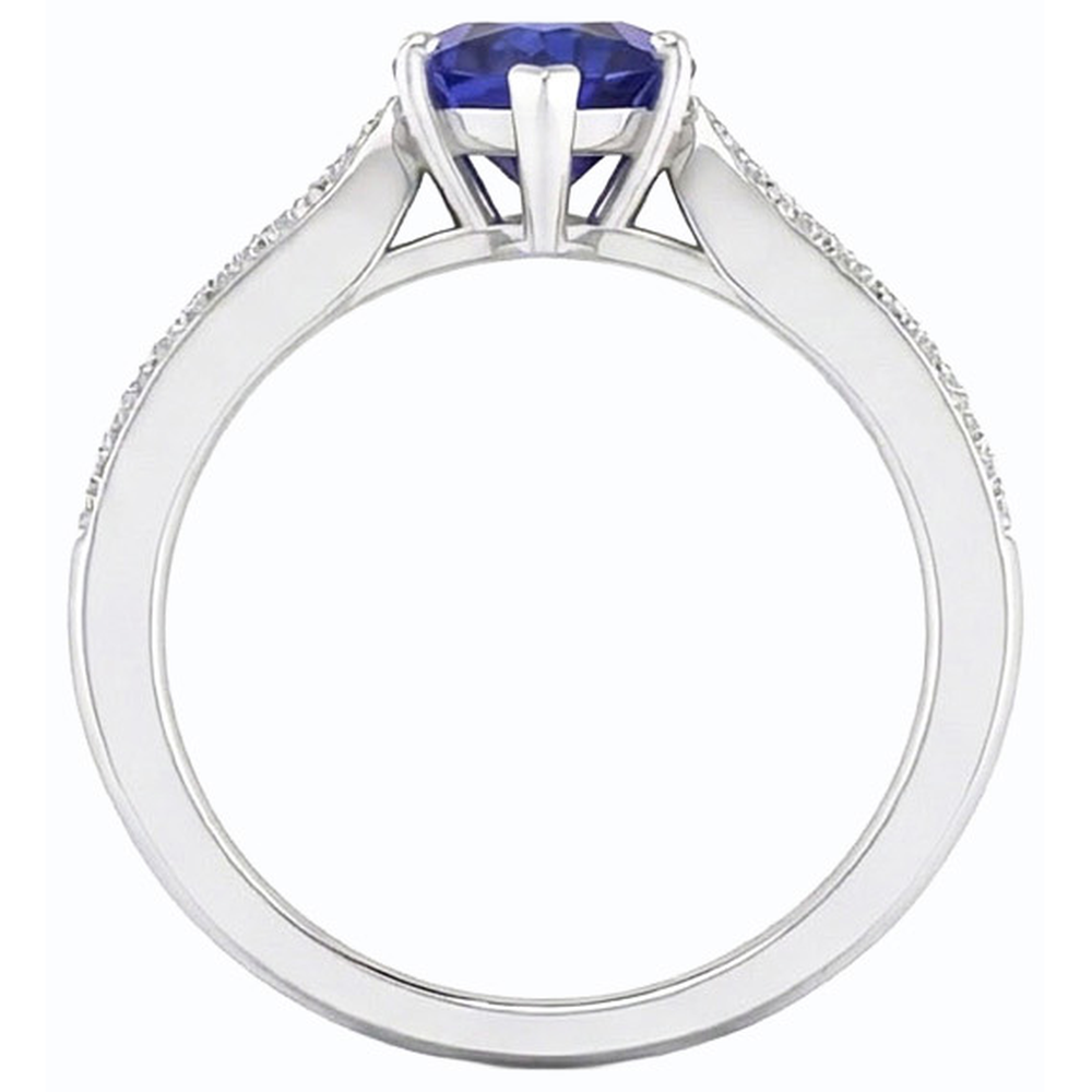 natural round sapphire 2.50ct ring profile view
