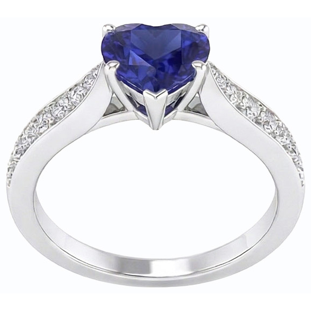 natural round sapphire 2.50ct ring top view