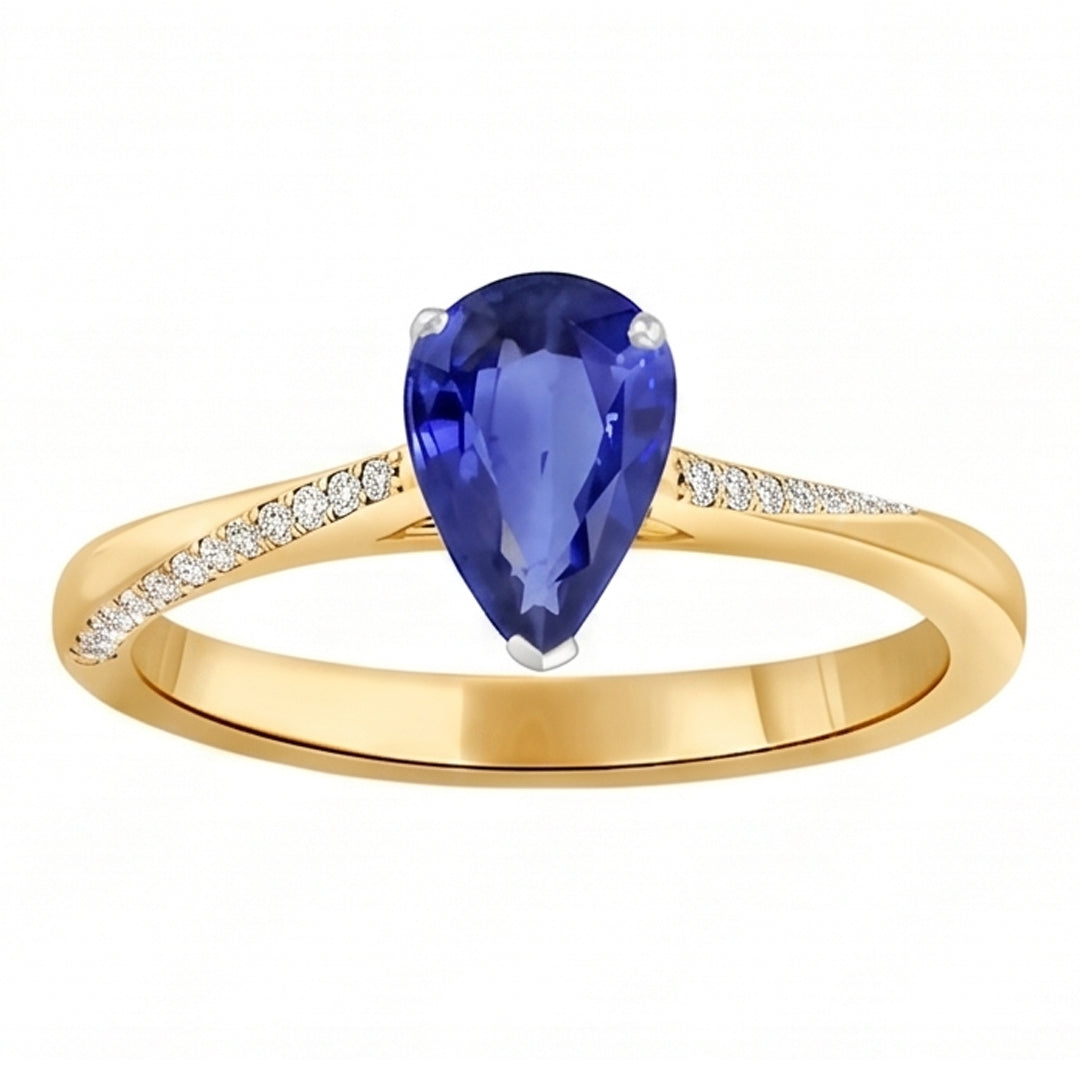 Natural Earth Mined Diamond ( Not Lab Grown ) Jewelry Ring Pear Shaped Ceylon Sapphire 2.50 Carats