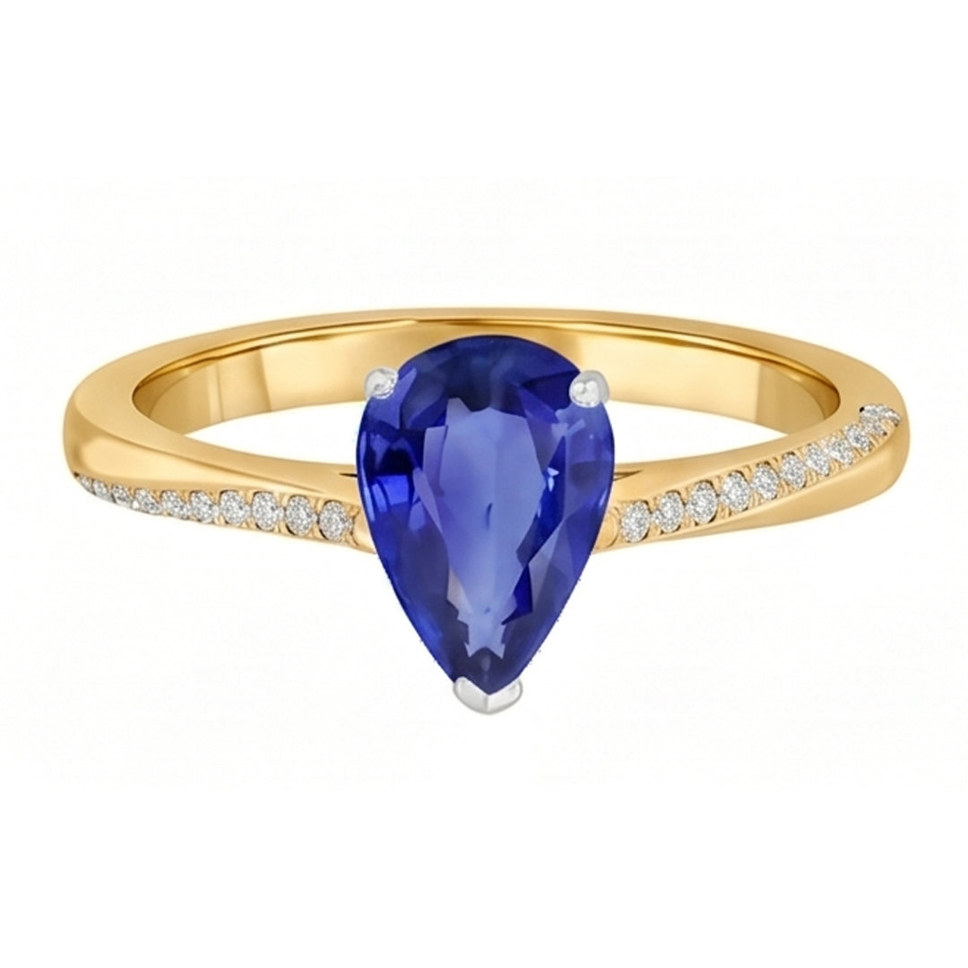 Natural Earth Mined Diamond ( Not Lab Grown ) Jewelry Ring Pear Shaped Ceylon Sapphire 2.50 Carats