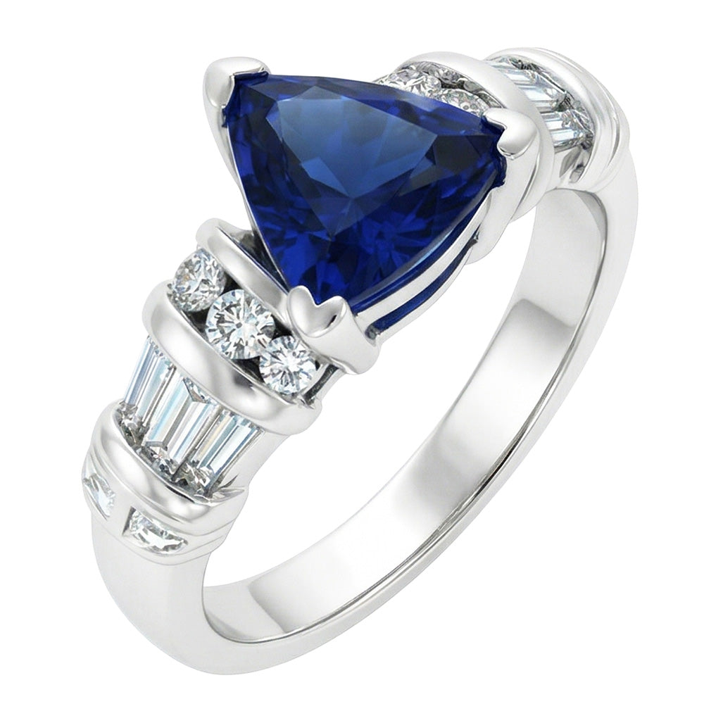 natural round sapphire 2ct ring front view