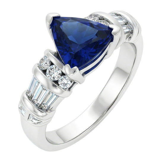 natural round sapphire 2ct ring front view