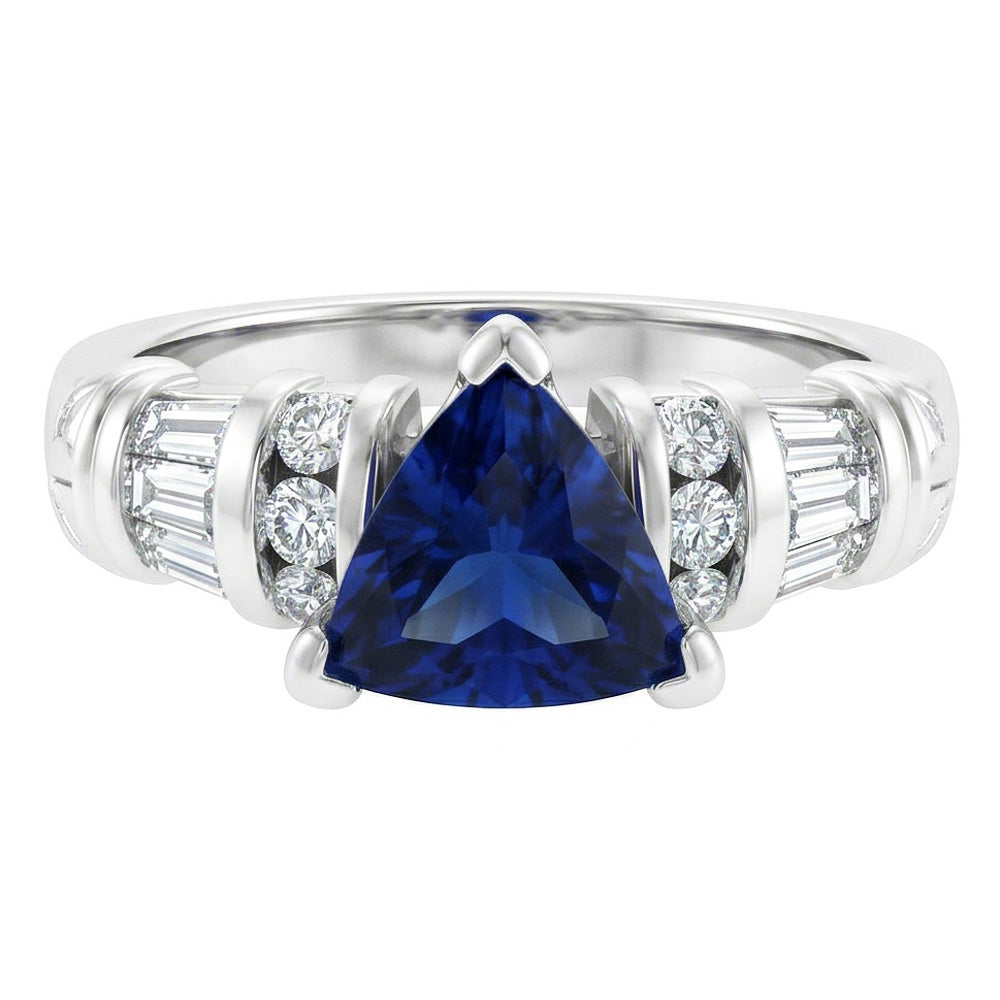 natural round sapphire 2ct ring close up detail
