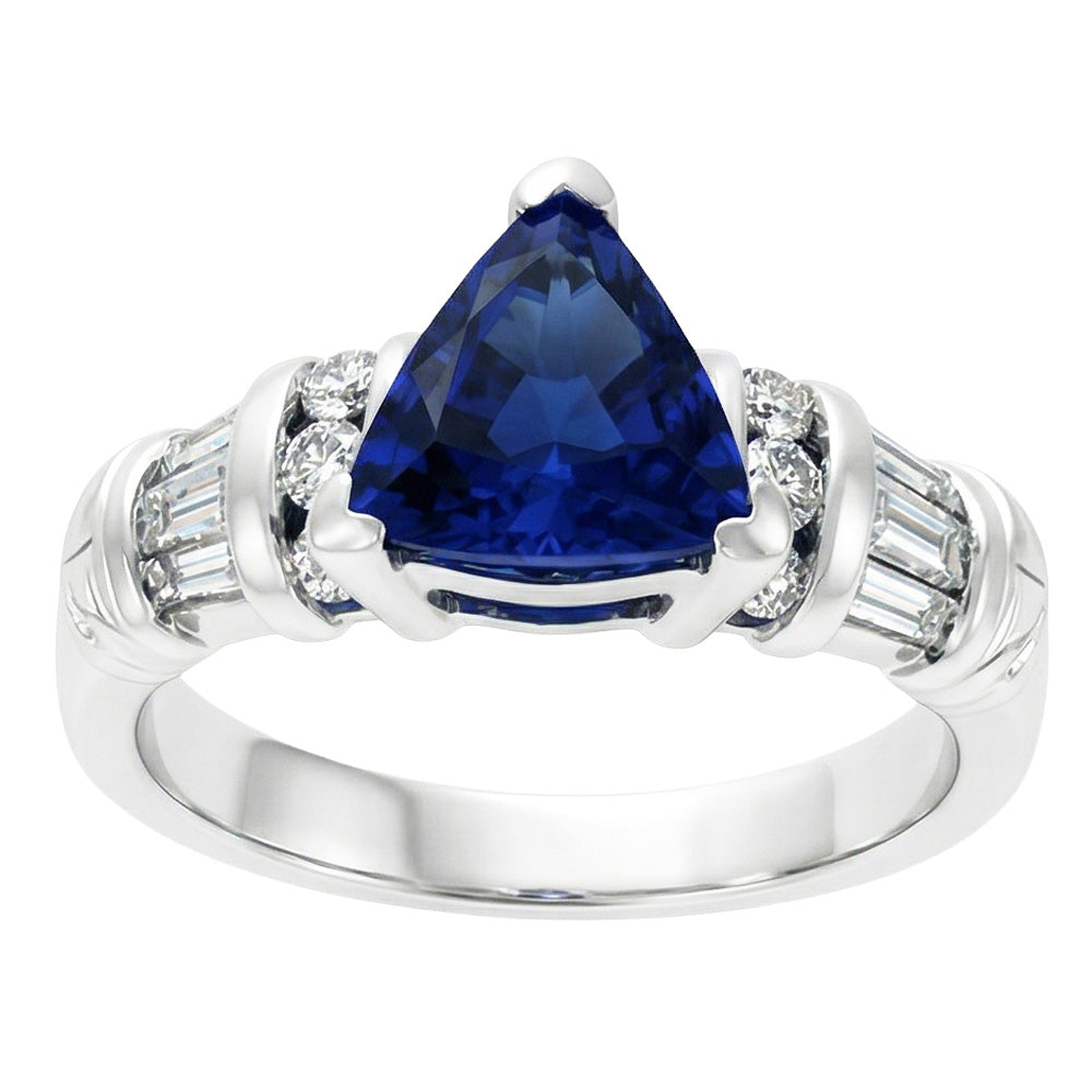 natural round sapphire 2ct ring top view