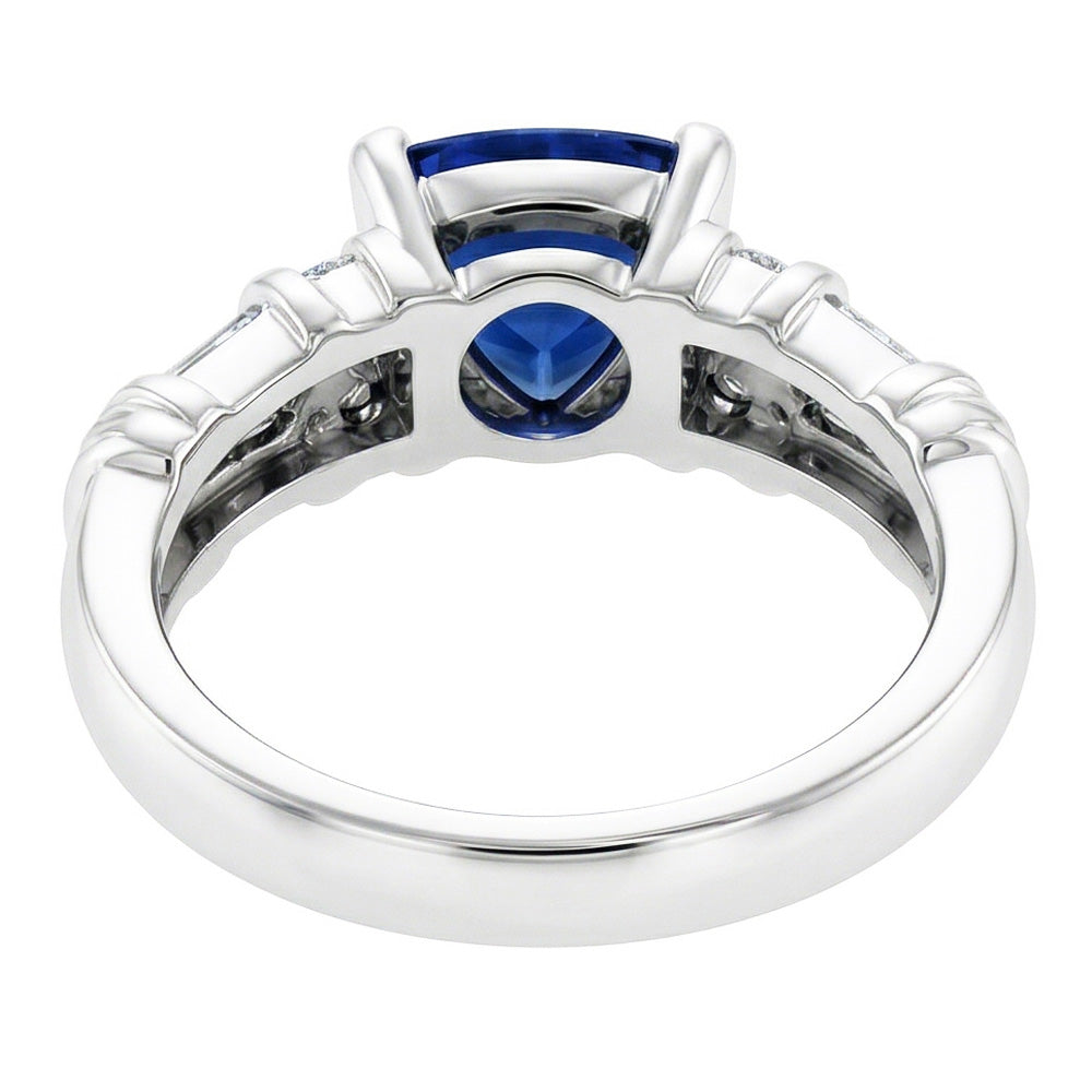 natural round sapphire 2ct ring profile view