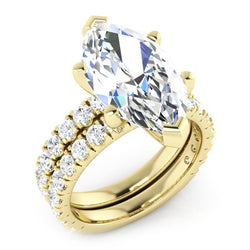 Natural Earth Mined Diamond ( Not Lab Grown ) Marquise Pave Ring And Band Set