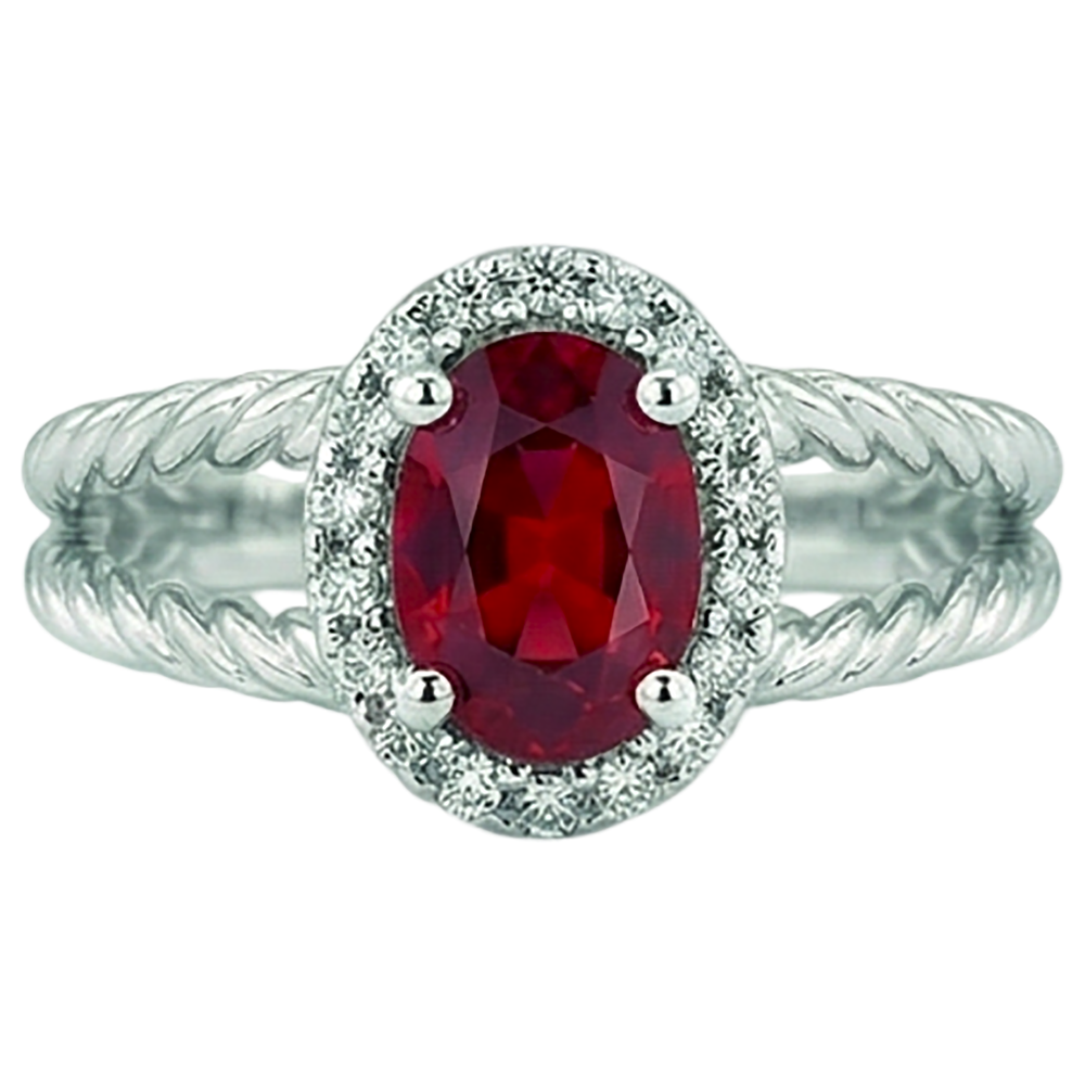 natural round ruby 1.16ct ring front view