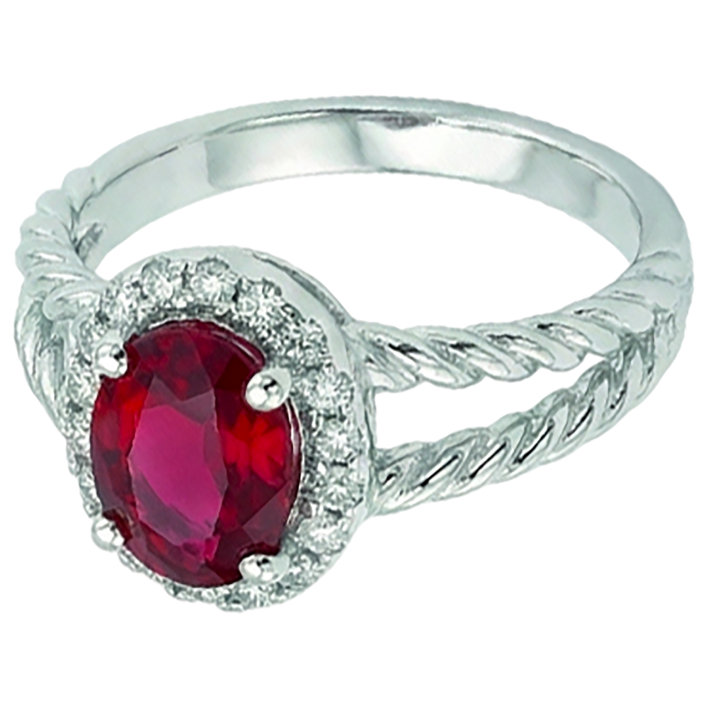 natural round ruby 1.16ct ring close up detail