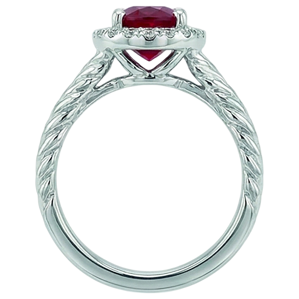 natural round ruby 1.16ct ring profile view