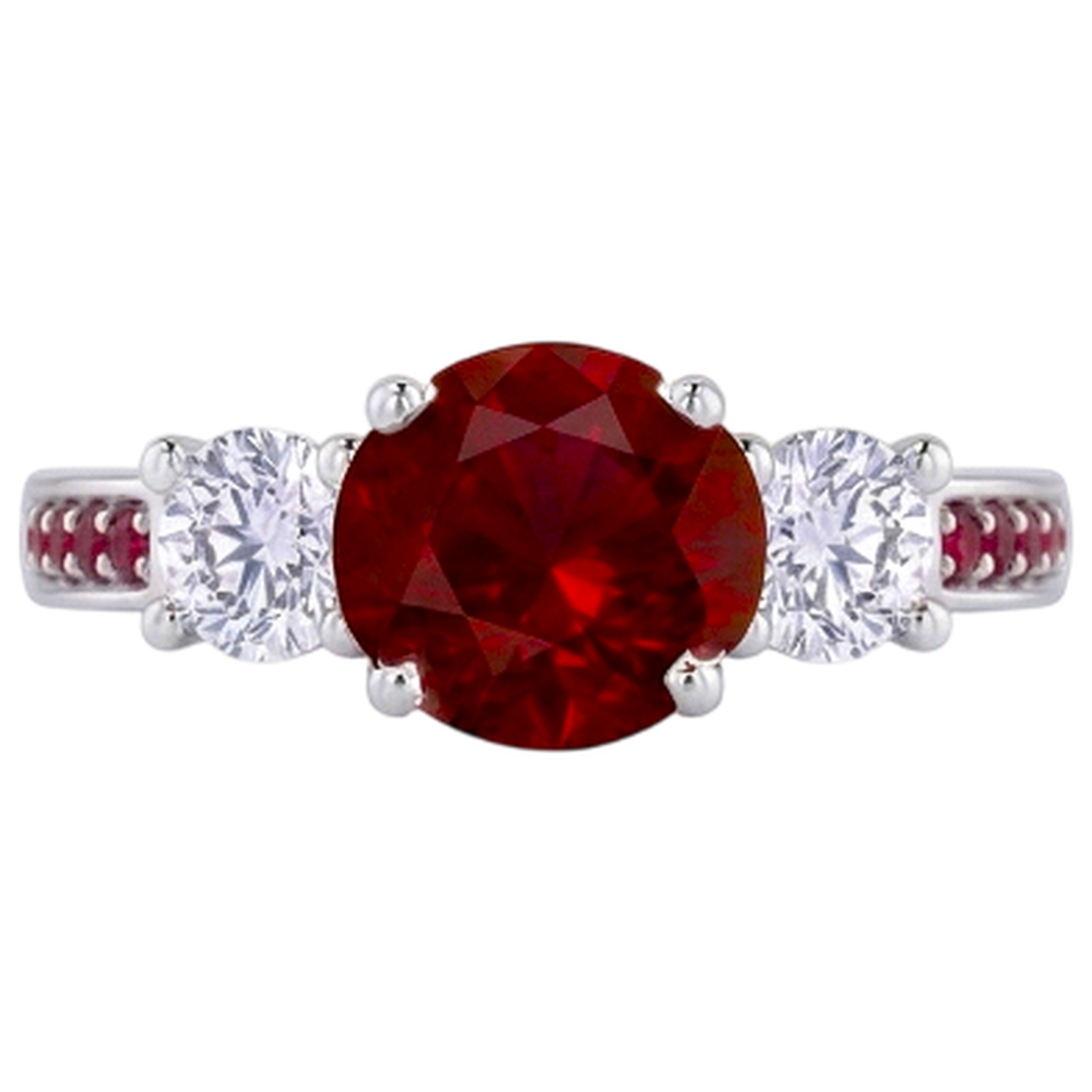 natural round ruby 1.07ct ring close up detail
