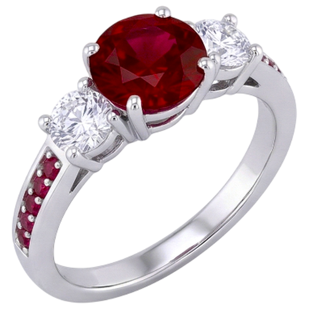 natural round ruby 1.07ct ring top view