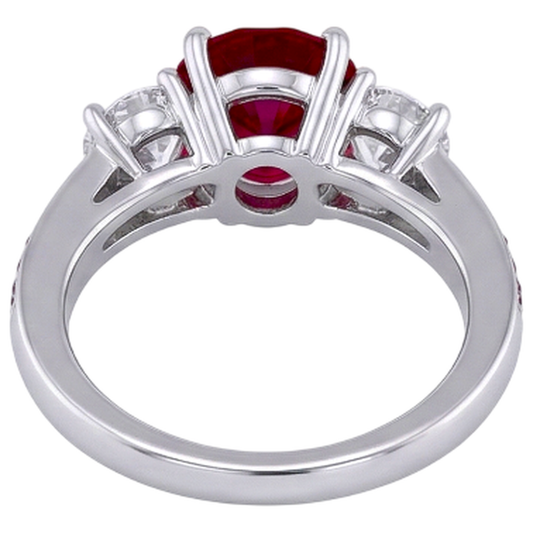 natural round ruby 1.07ct ring front view