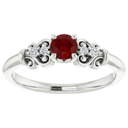Natural Earth Mined Diamond ( Not Lab Grown ) Ring 1.10 Carats Antique Style Ruby Jewelry