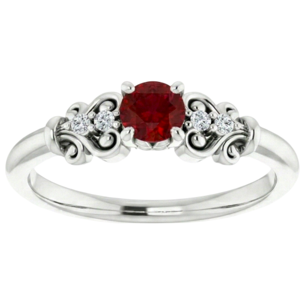 Natural Earth Mined Diamond ( Not Lab Grown ) Ring 1.10 Carats Antique Style Ruby Jewelry