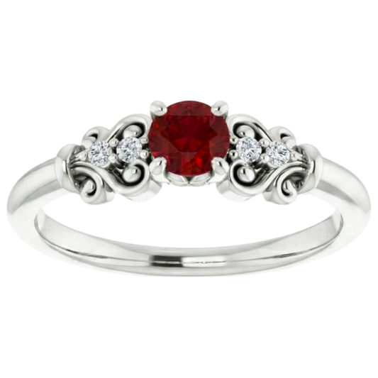 Natural Earth Mined Diamond ( Not Lab Grown ) Ring 1.10 Carats Antique Style Ruby Jewelry