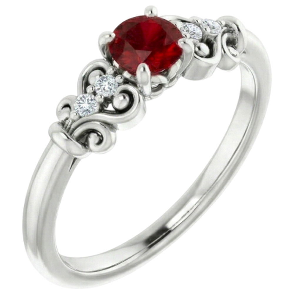 Natural Earth Mined Diamond ( Not Lab Grown ) Ring 1.10 Carats Antique Style Ruby Jewelry
