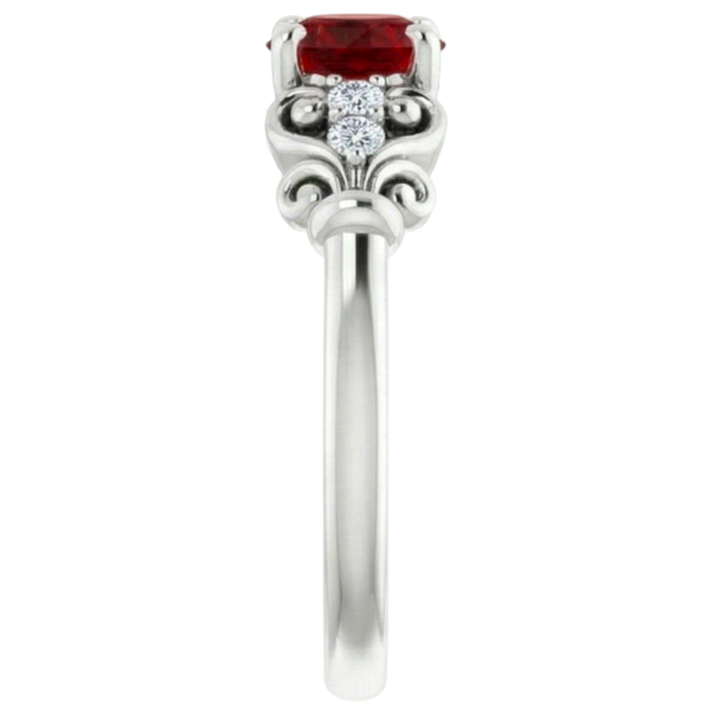 Natural Earth Mined Diamond ( Not Lab Grown ) Ring 1.10 Carats Antique Style Ruby Jewelry
