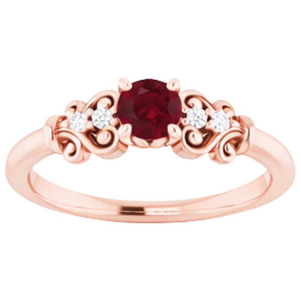 natural round ruby 1.10ct ring side angle