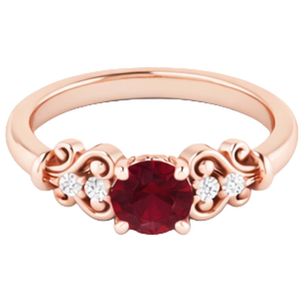 natural round ruby 1.10ct ring top view
