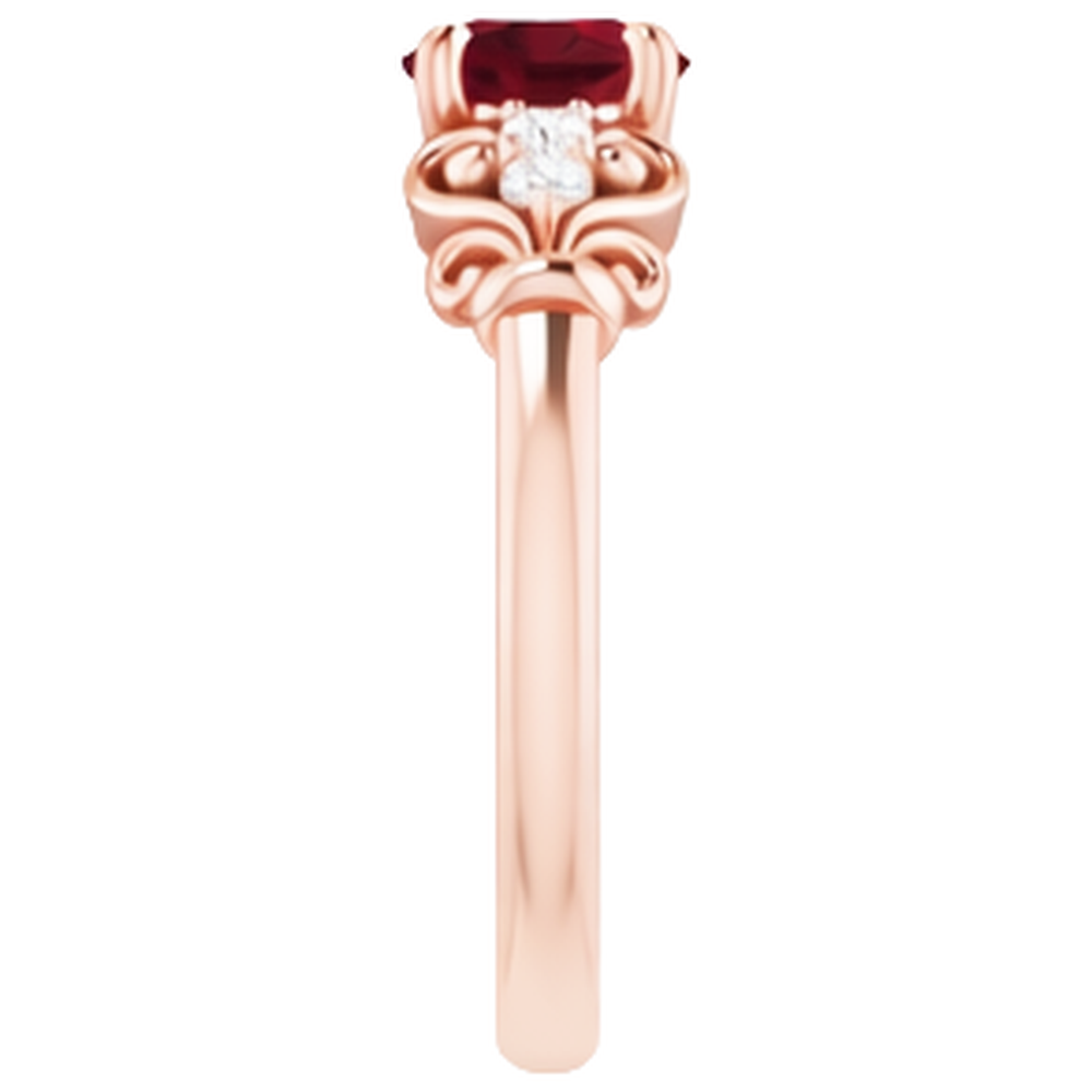 natural round ruby 1.10ct ring profile view