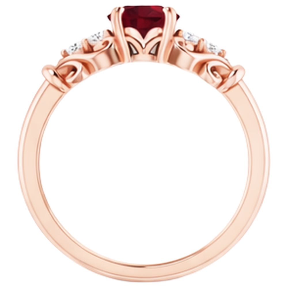 natural round ruby 1.10ct ring on white background