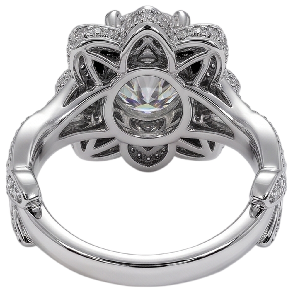 Natural Earth Mined Diamond ( Not Lab Grown ) Ring Lotus Flower 2.50 Carats 4 Prong Setting White Gold