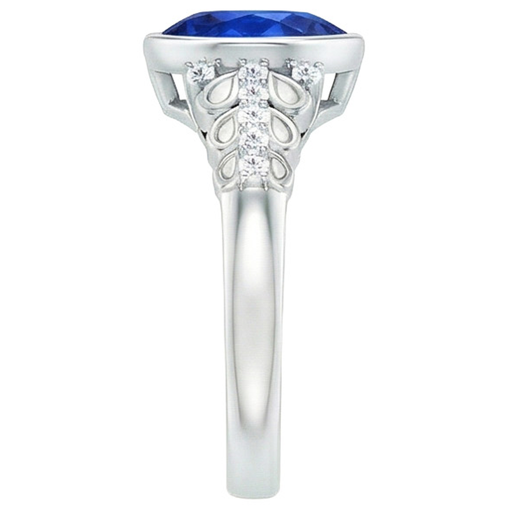 natural round sapphire 4.25ct watch profile view
