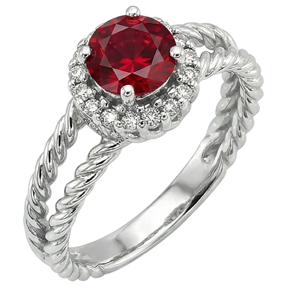 Natural Earth Mined Diamond ( Not Lab Grown )  Ring Ruby and Diamonds 2 Carats White Gold 14K Jewelry
